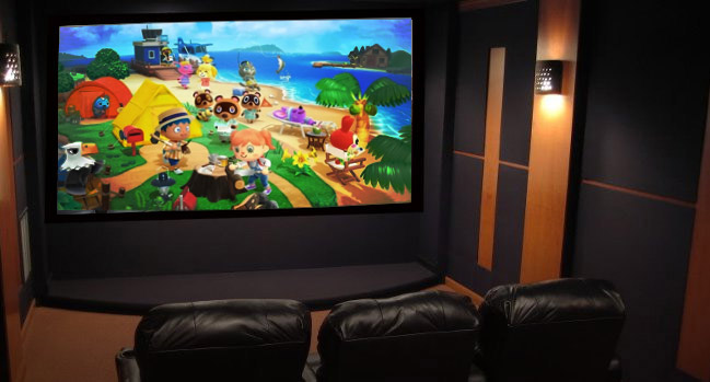 video game on a home theater projector