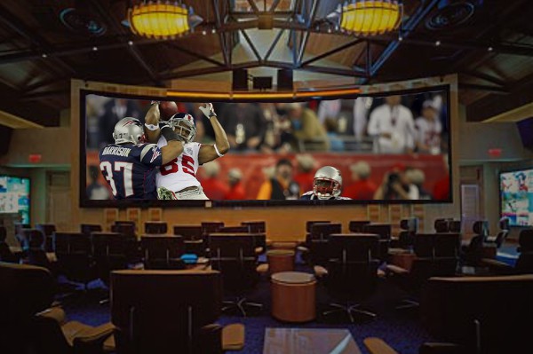 football on a projector screen